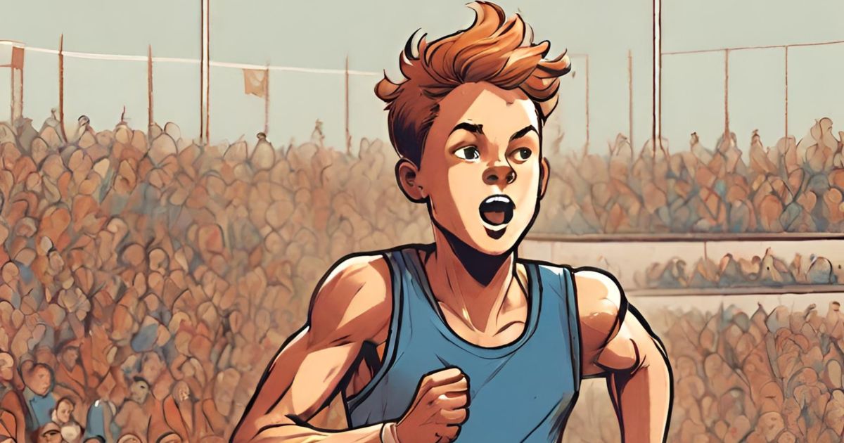 Ein Schüler fordert seinen Sportlehrer zum Wettkampf heraus