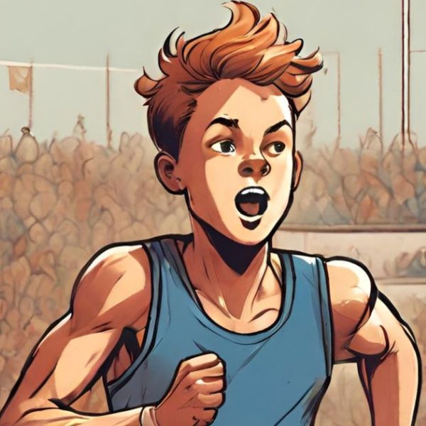 Ein Schüler fordert seinen Sportlehrer zum Wettkampf heraus