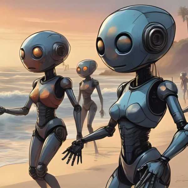 Roboter beim Tanzen, Tennis und Grillen ✔ KI Bildergalerie von Thomas Berscheid