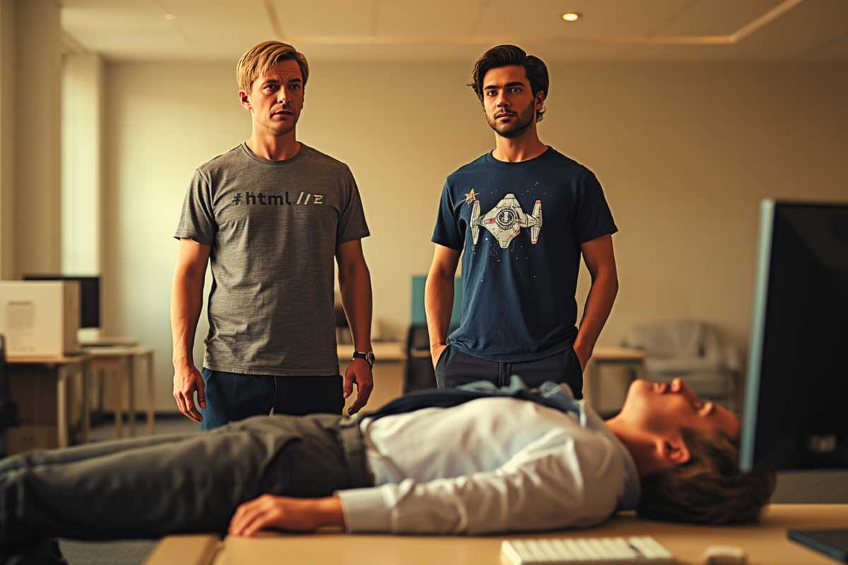 Jonas und Deniz entdecken den toten Buchhalter Müller in seinem Büro
