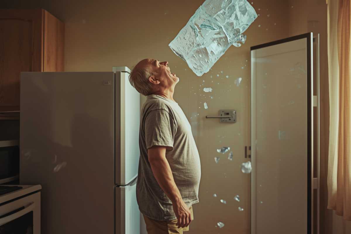 Als Letztes sieht Erwin den großen Eisblock auf sich zukommen