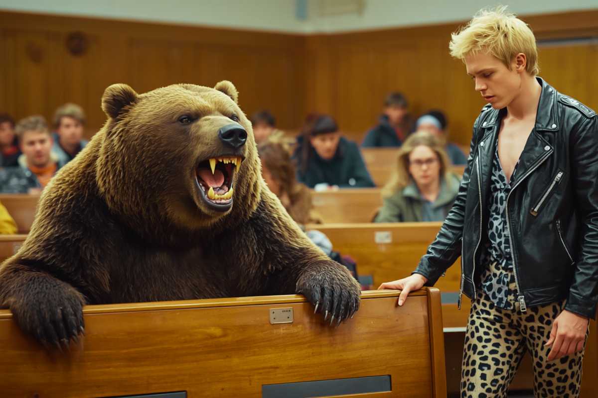 Mit dem Braunbär als Haustier findest du immer einen Platz im Hörsaal der Universität Köln