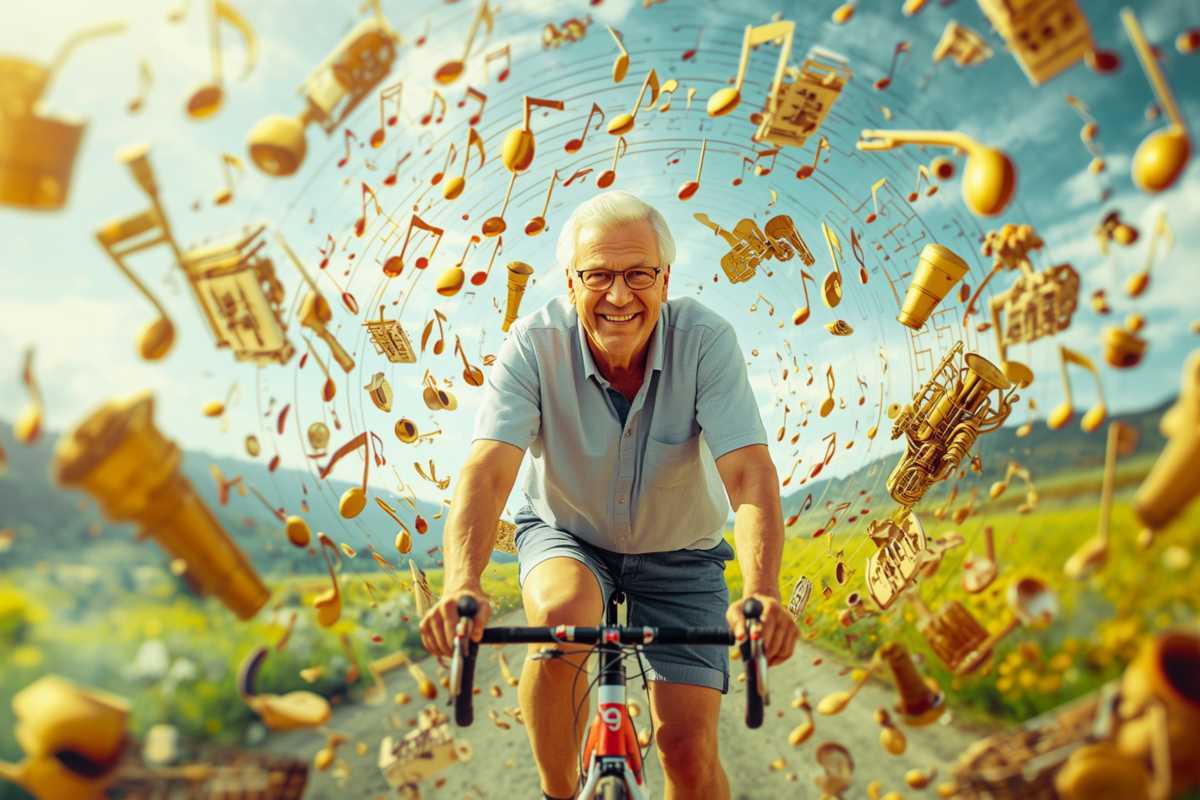Dieser Mann fährt mit dem Rad durch die Welt der Musik