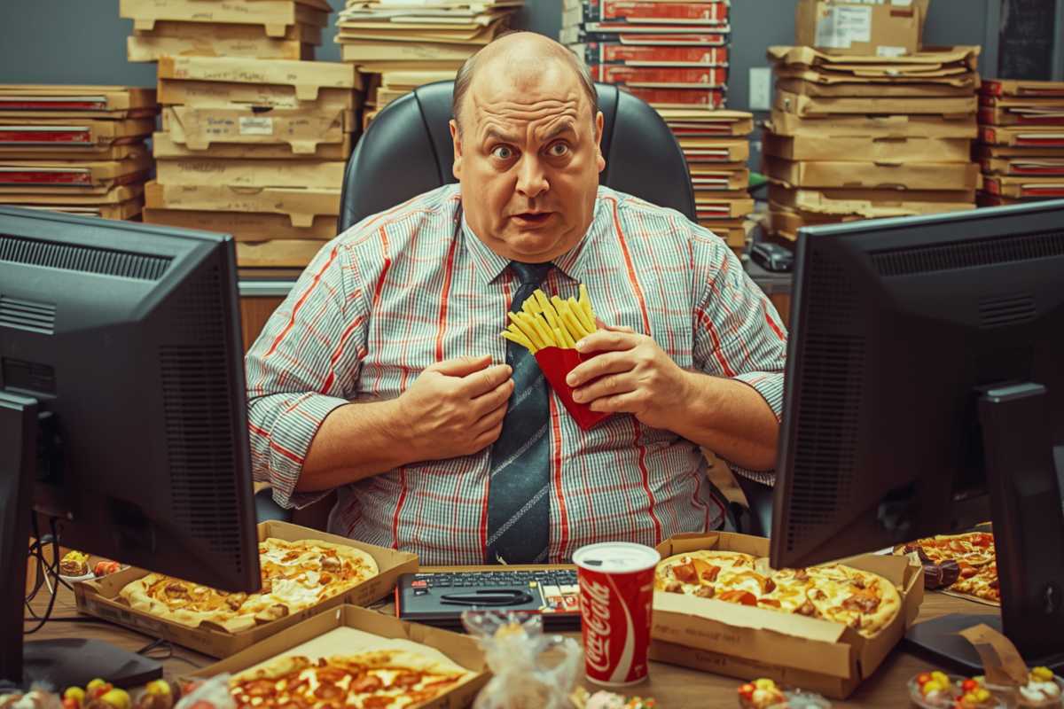 Wenn ein Mann den Stress vor dem Rechner in sich hinein frisst