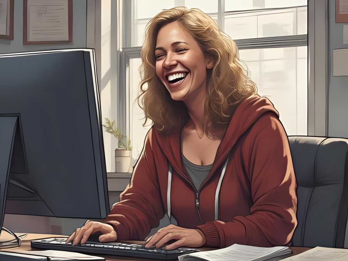 Eine Frau freut sich über den Durchbruch bei TYPO3