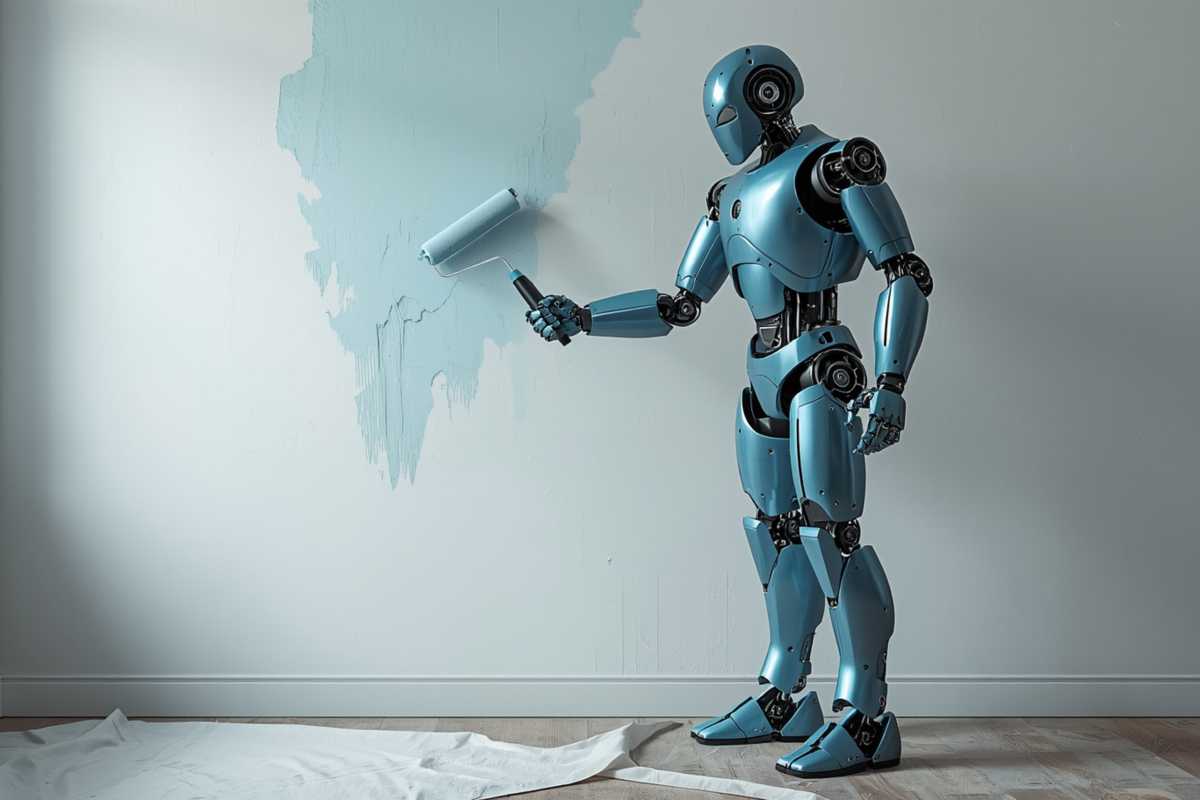 Ein Roboter als Maler bei der Arbeit: KI im Handwerk