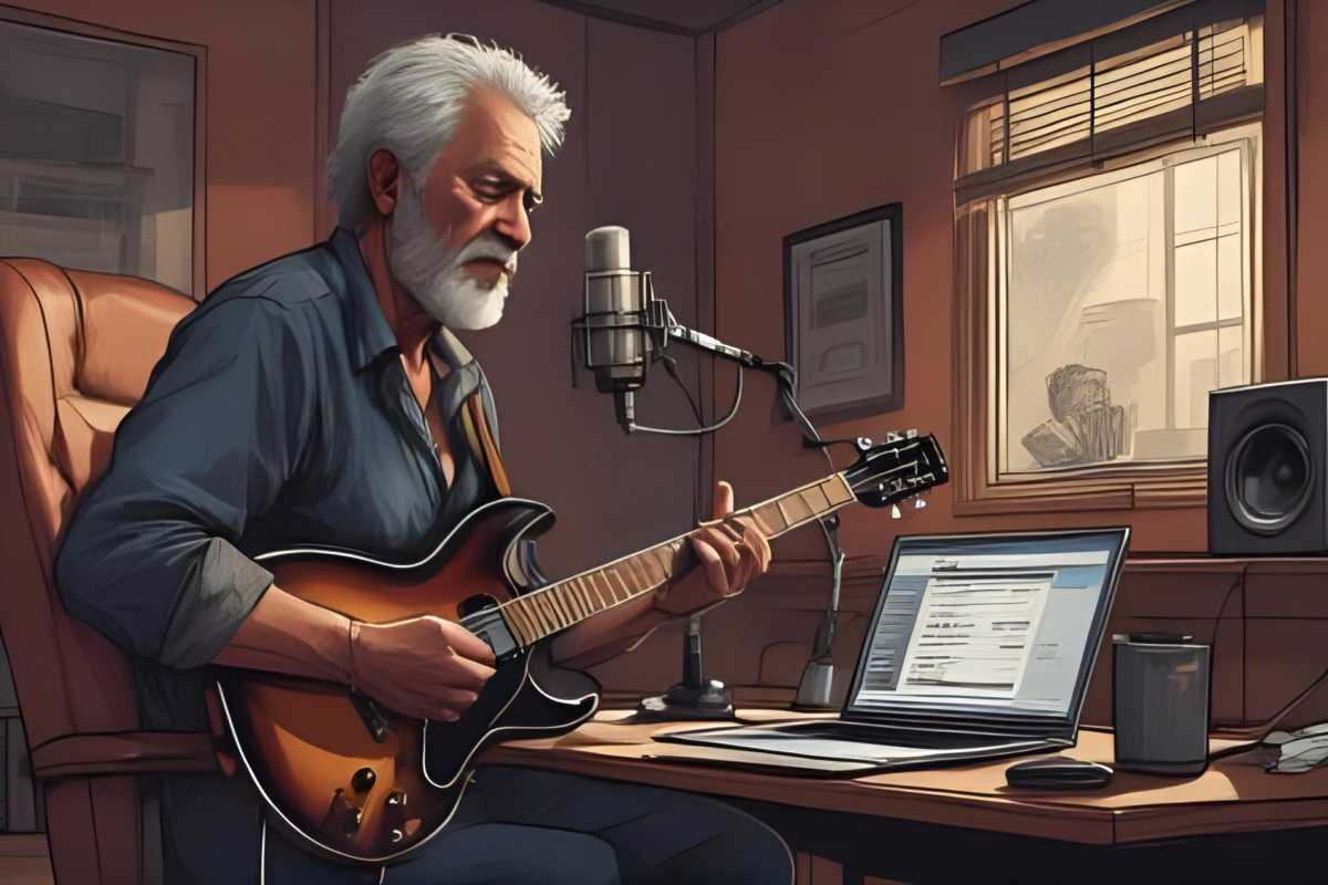 Literatur mit der E-Gitarre in eigenen Tonstudio vertonen