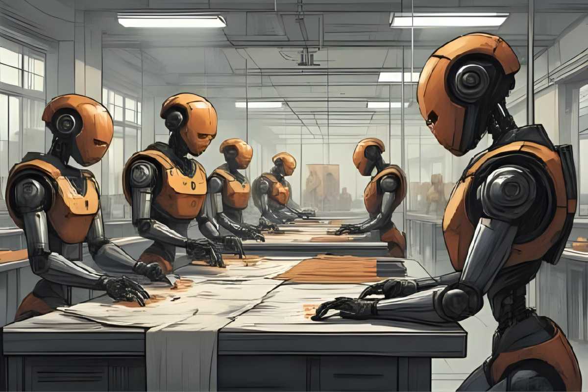 Roboter bei der Arbeit in einer Fabrikhalle