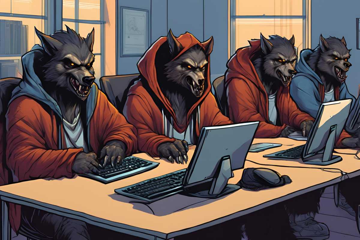 Werwölfe bei der Arbeit in der IT am Computer