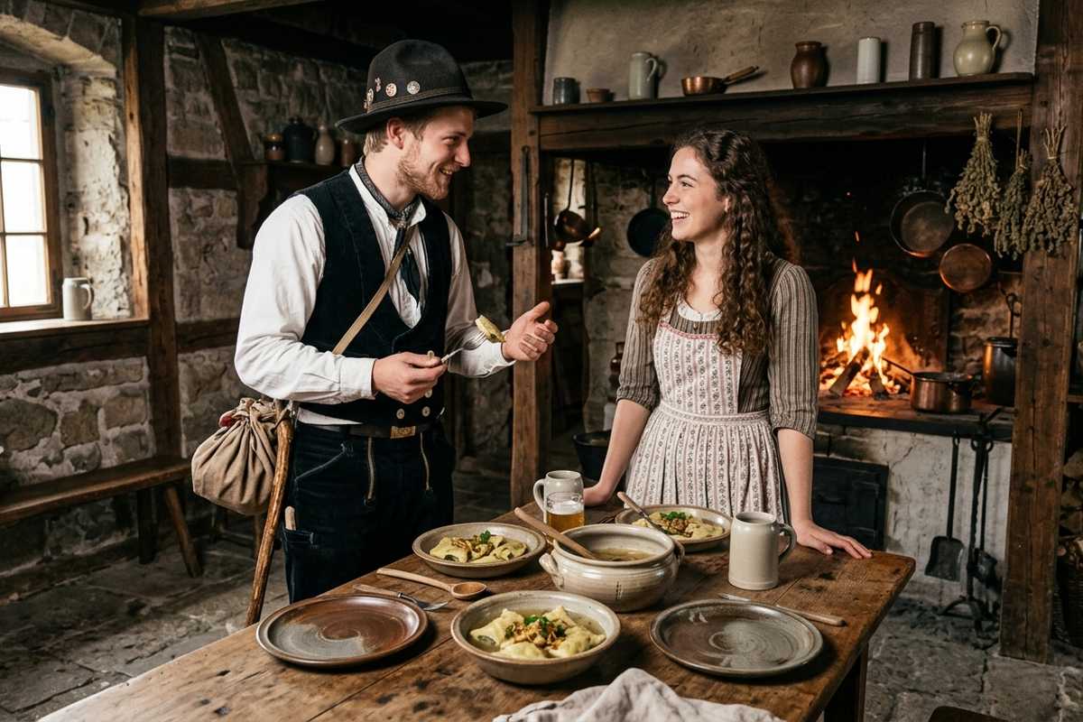 Erwin reist als Schreiner auf der Walz nach Georgien und erfindet die Maultaschen