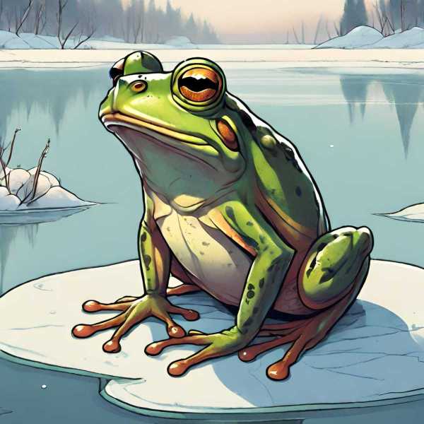 Der kaukasische Ochsenfrosch am Niederrhein im Winter