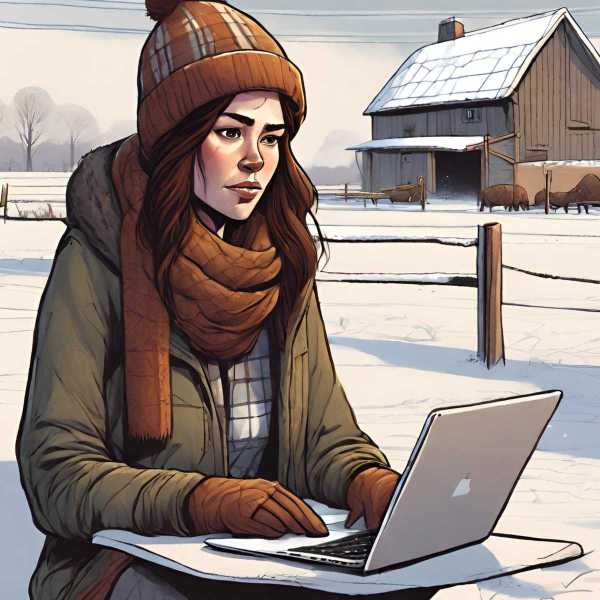 Janette Fischer schreibt im Winter am Niederrhein einen Artikel