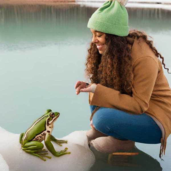 Studie mit KI: Frau und Frosch im Winter