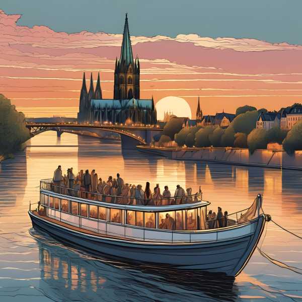 Ein Partyschiff auf dem Rhein in Köln