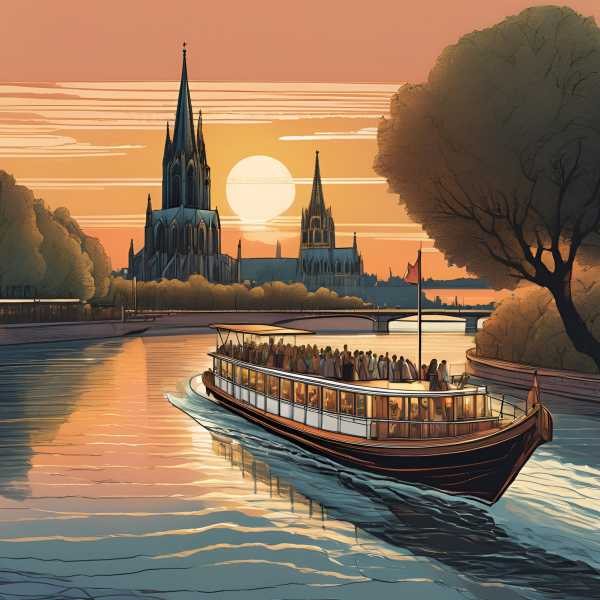 Ausflug auf dem Schiff vor dem Kölner Dom