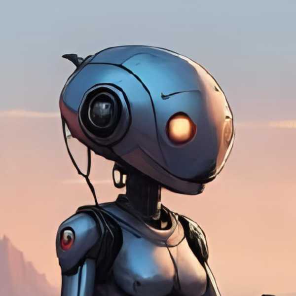 Ein Roboter lässt seinen verträumten Blick über die Wüste schweifen