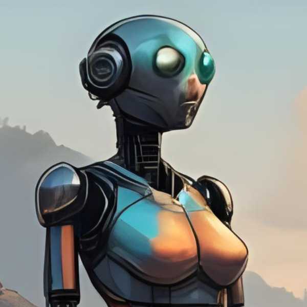 Dieser Roboter genießt die abendliche Sonne am Meer