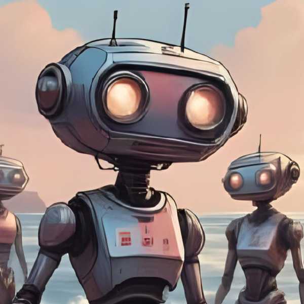 Der Roboter Tanz in die Nacht am Strand