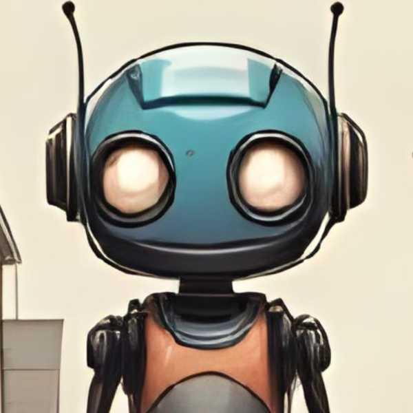 Ein Roboter mit Musik in den Ohren auf dem Weg zur Disco
