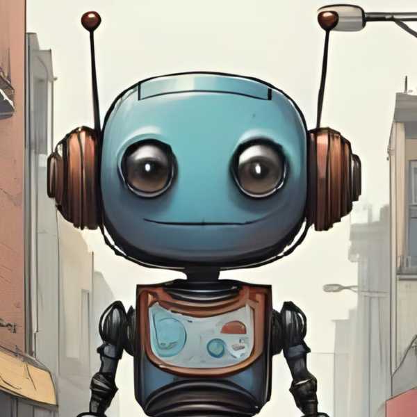 Ein Roboter mit Musik in den Ohren auf dem Weg zur Disco