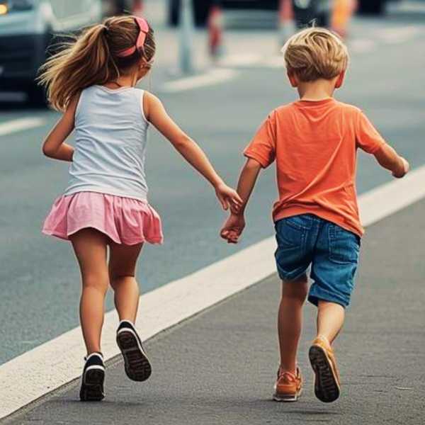 Die Kinder sind nach einem Unfall auf der Autobahn auf der Flucht