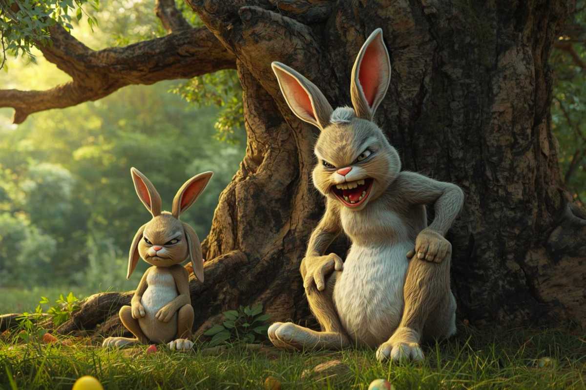 Der Osterhase wird aggressiv als Grensel und Hete ihn treffen