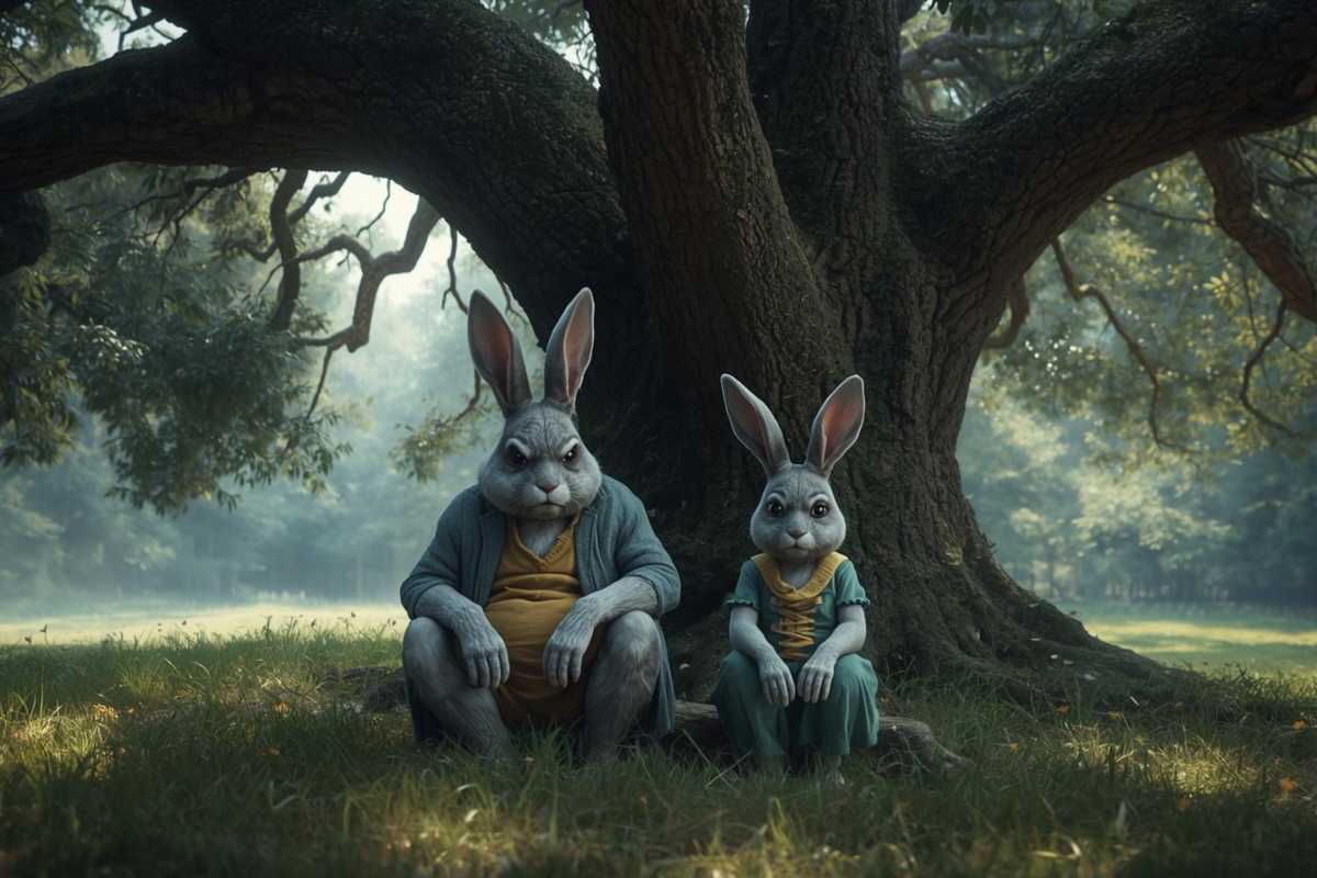 Vater und Tochter Osterhase haben schlechte Laune