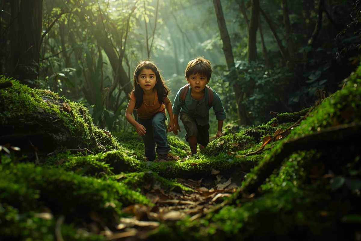 Die Kinder des arbeitslosen Holzfällers aus Köln-Bilderstöckchen laufen in den Wald