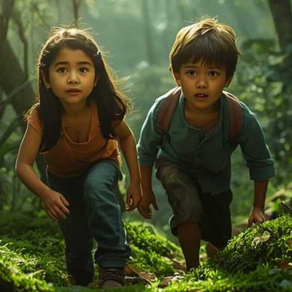 Die Kinder des arbeitslosen Holzfällers aus Köln-Bilderstöckchen laufen in den Wald